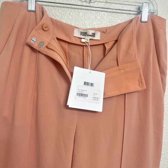 Diane Von Furstenberg Kiersten Coraldust Wide Leg Trousers Pant NWT Size 14 - Picture 4 of 10